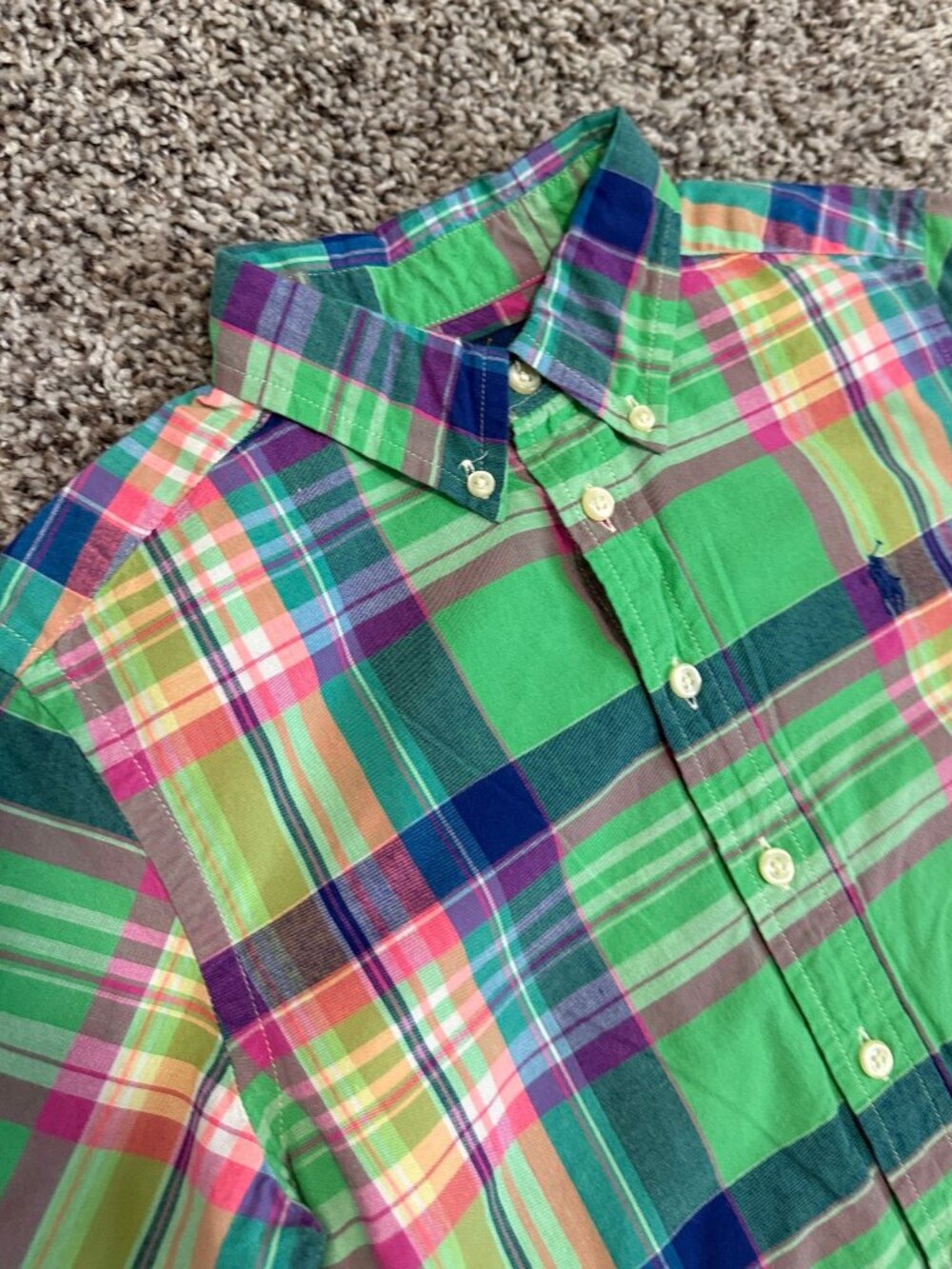 Ralph Lauren Short Sleeve Button Up Collared Plaid Shirt Boy's Size S - Picture 5 of 9
